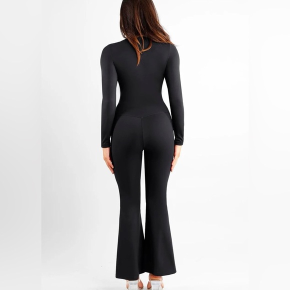 POPILUSH Shapewear High Rise Tummy Control Split Hem Flare Leg Pants - Picture 5 of 7